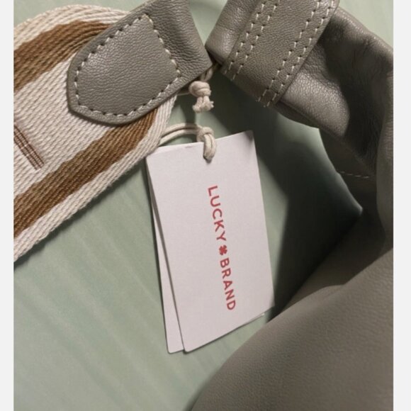 New Lucky Brand TYRA Leather sling Bag w/crescent shape Green/Gray Color - Picture 9 of 9
